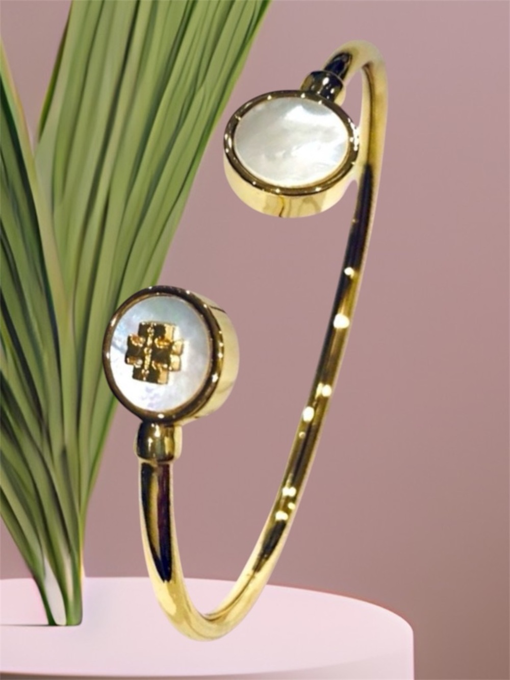 TORY BURCH KIRA MOTHER OF PEARL OPEN CUFF BRACELET